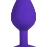 Фиолетовая анальная пробка с радужным кристаллом - 7 см.
